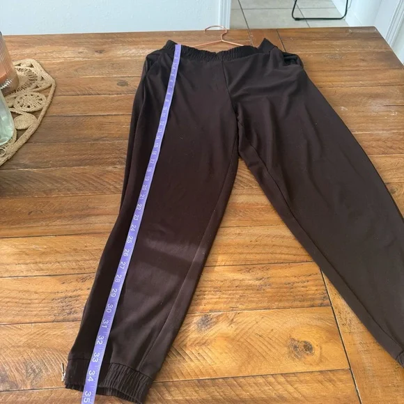 Susan Graver Dark Brown Pants with gold ankle zippers - Picture 4 of 9